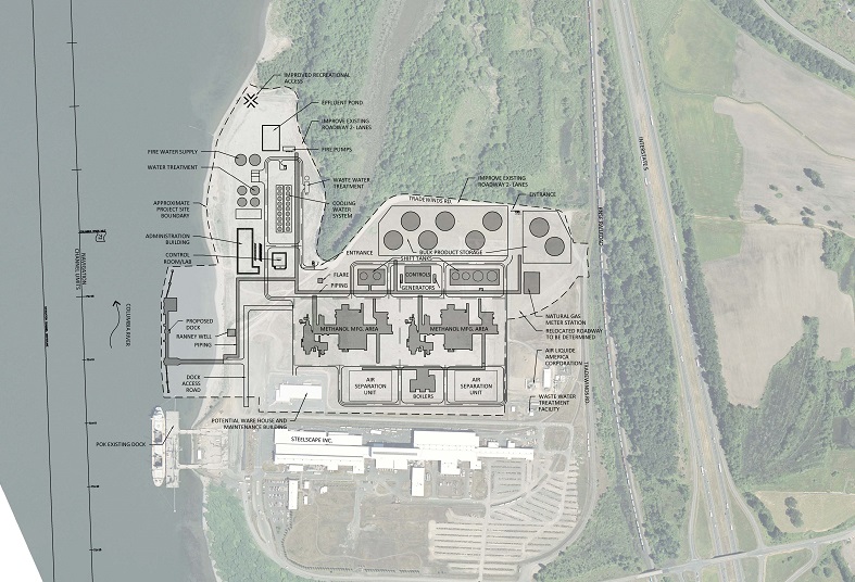 NIW's proposed methanol plant at the Port of Kalama, Wash.
